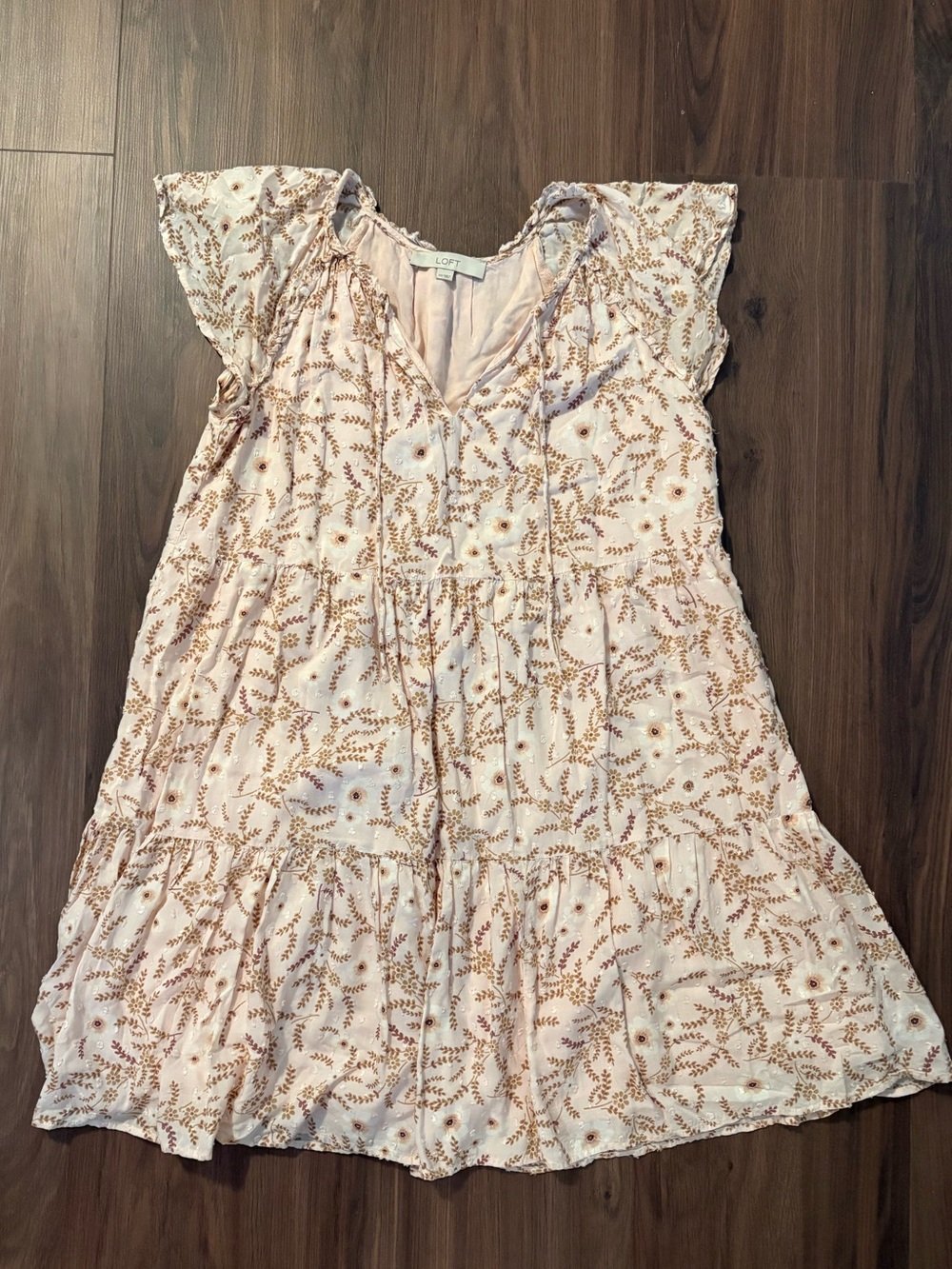 LOFT Pink Floral Tiered Dress | Size XS